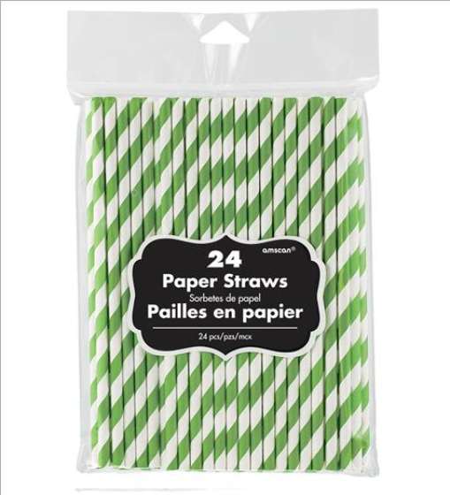 Green Stripe Paper Straws