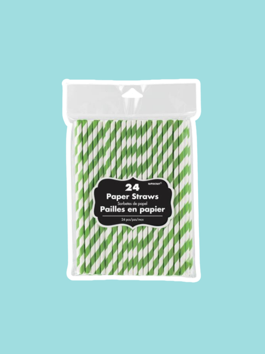 Green Stripe Paper Straws